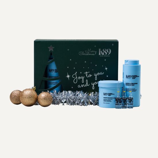 K89 Ziemassvētku dāvanu komplekts sausiem matiem + ampulas